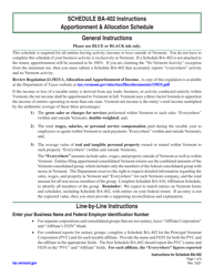Document preview: Instructions for Schedule BA-402 Vermont Apportionment & Allocation - Vermont