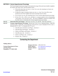 Instructions for Schedule BA-402 Vermont Apportionment &amp; Allocation - Vermont, Page 5