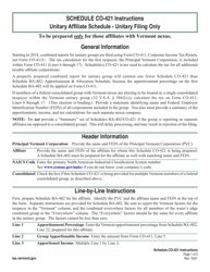 Document preview: Instructions for Schedule CO-421 Vermont Unitary Affiliate Schedule - Vermont