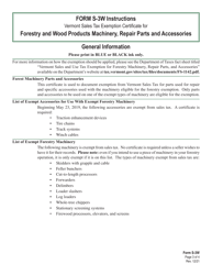 Form S-3W Vermont Sales Tax Exemption Certificate for Forestry and Wood Products Machinery, Repair Parts, and Accessories - Vermont, Page 3