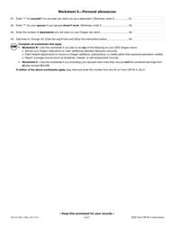 Instructions for Form OR-W-4, 150-101-402 Oregon Withholding Statement and Exemption Certificate - Oregon, Page 5