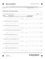 Form OR-40-P (150-101-055) Oregon Individual Income Tax Return for Part-Year Residents - Oregon, Page 3