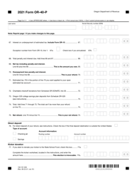 Form OR-40-P (150-101-055) Oregon Individual Income Tax Return for Part-Year Residents - Oregon, Page 9