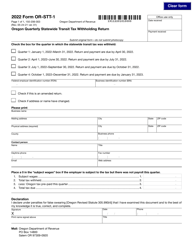 Document preview: Form OR-STT-1 (150-206-003) Oregon Quarterly Statewide Transit Tax Withholding Return - Oregon, 2022