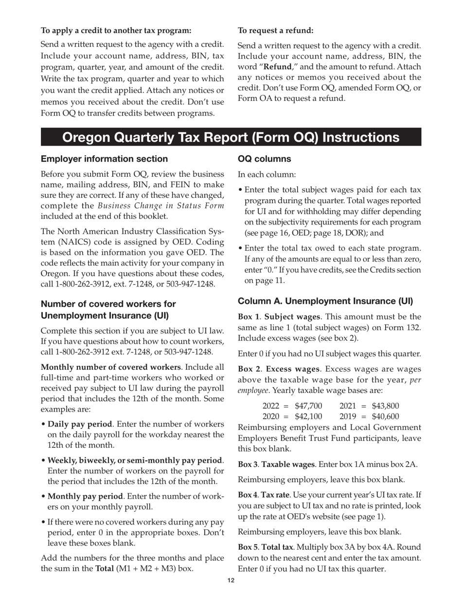 Form 150-211-155 Oregon Combined Payroll Tax Report Instructions for Oregon Employers - Oregon, Page 14