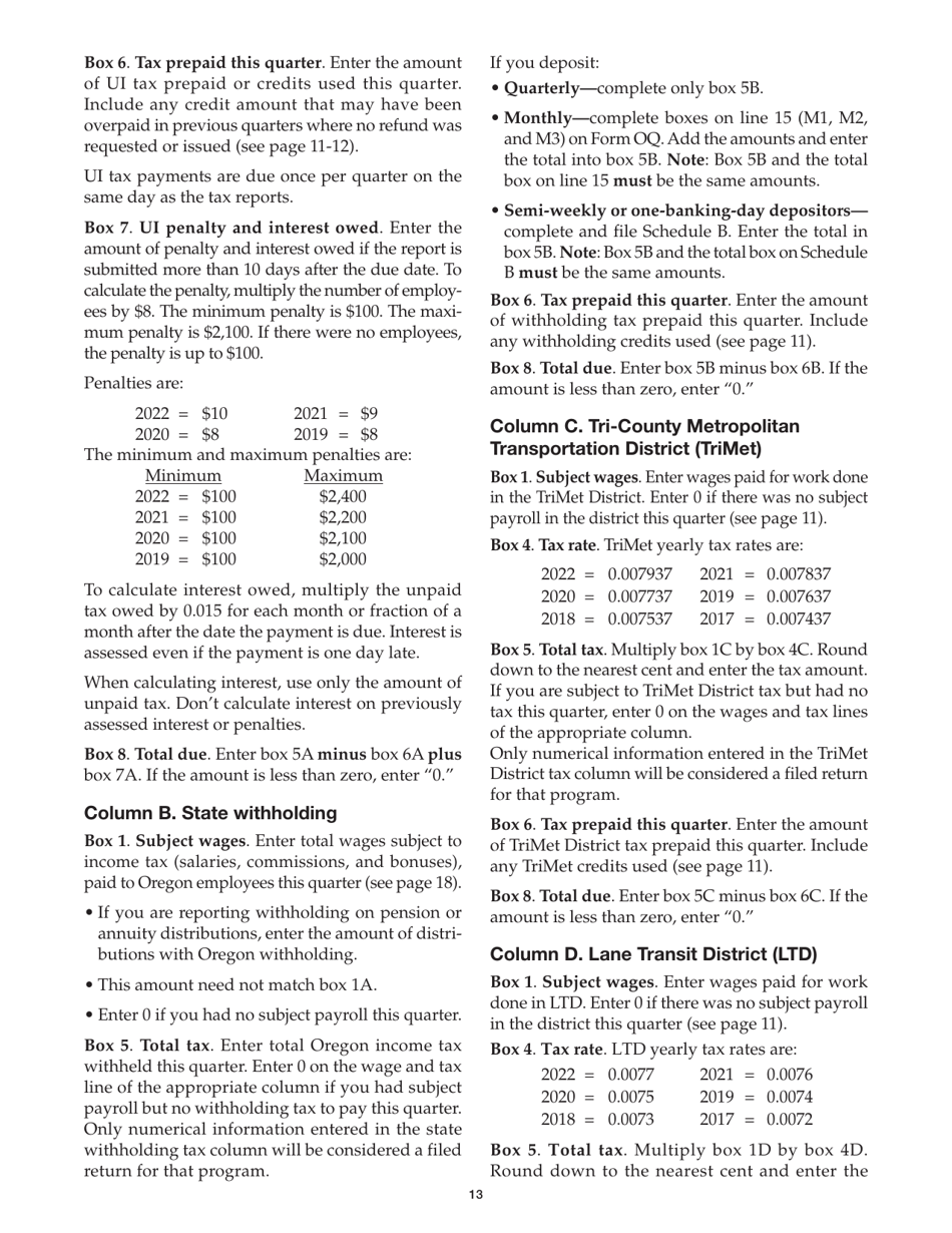 Form 150-211-155 Oregon Combined Payroll Tax Report Instructions for Oregon Employers - Oregon, Page 15