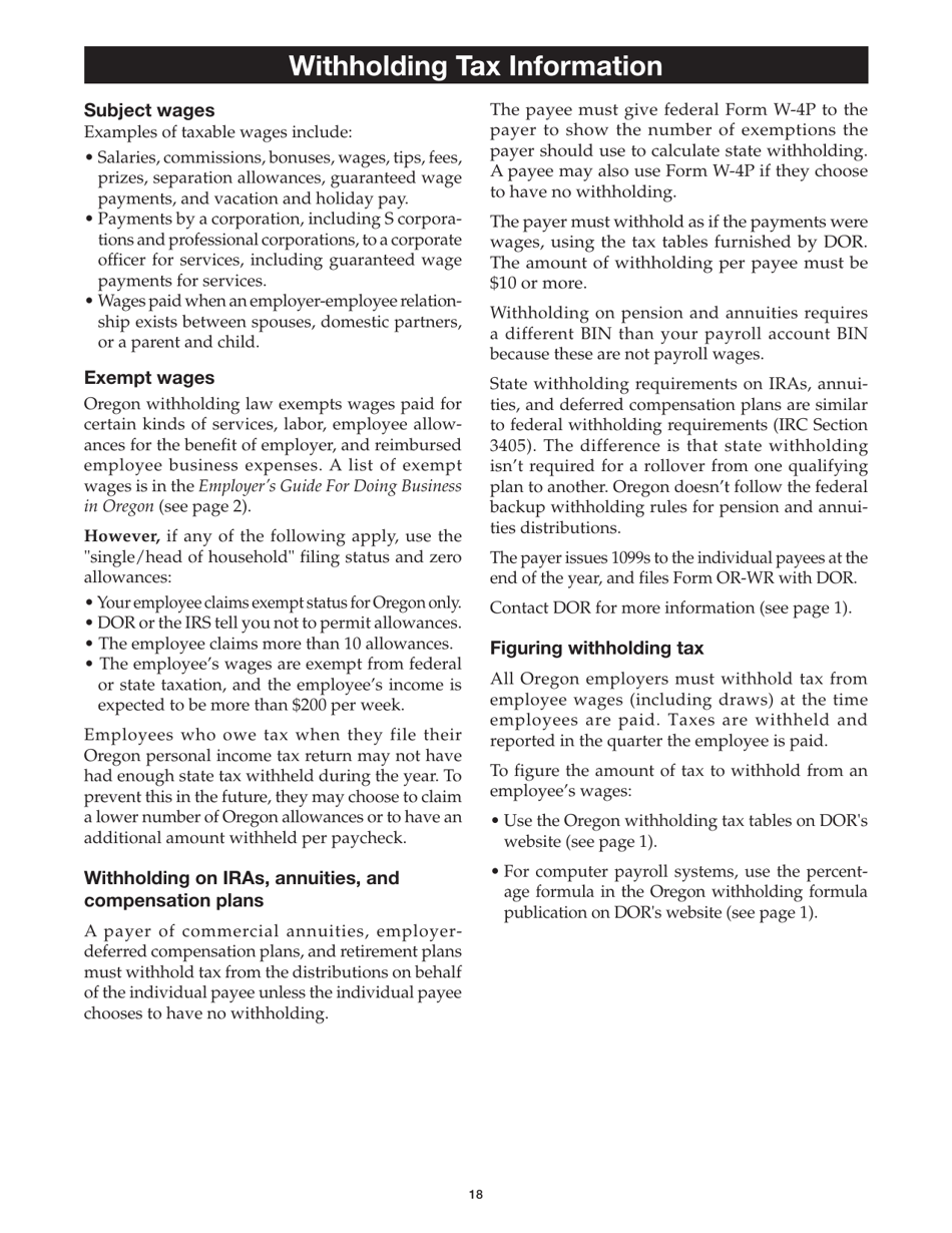 Form 150-211-155 Oregon Combined Payroll Tax Report Instructions for Oregon Employers - Oregon, Page 20