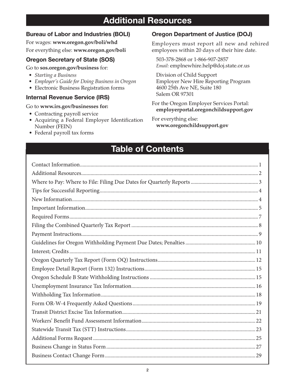 Form 150-211-155 Oregon Combined Payroll Tax Report Instructions for Oregon Employers - Oregon, Page 4