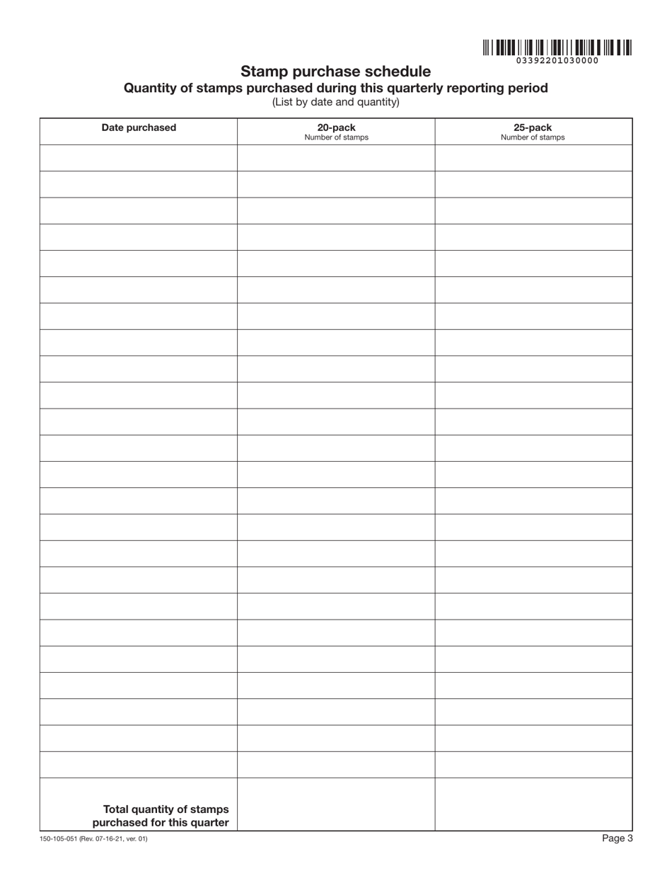 Form OR-511-IN (150-105-051) Oregon in-State Cigarette Distributor Quarterly Reconciliation Report - Oregon, Page 3