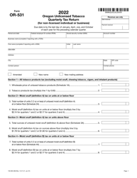 Form OR-531 (150-605-006) Oregon Unlicensed Tobacco Quarterly Tax Return (For Non-licensed Individual or Business) - Oregon