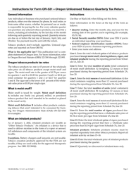 Form OR-531 (150-605-006) Oregon Unlicensed Tobacco Quarterly Tax Return (For Non-licensed Individual or Business) - Oregon, Page 3