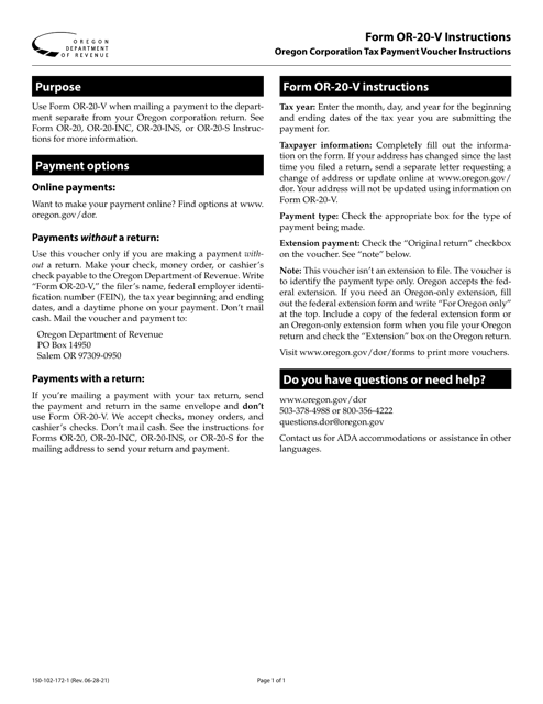 Download instructions for form or 20 v 150 102 172 oregon corporation