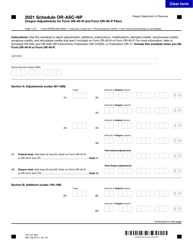 Form 150-101-064 Schedule OR-ASC-NP Oregon Adjustments for Form or-40-n and Form or-40-p Filers - Oregon