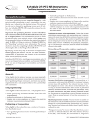 Instructions for Form 150-101-367 Schedule OR-PTE-NR Qualified Business Income Reduced Tax Rate Schedule for Oregon Nonresidents - Oregon