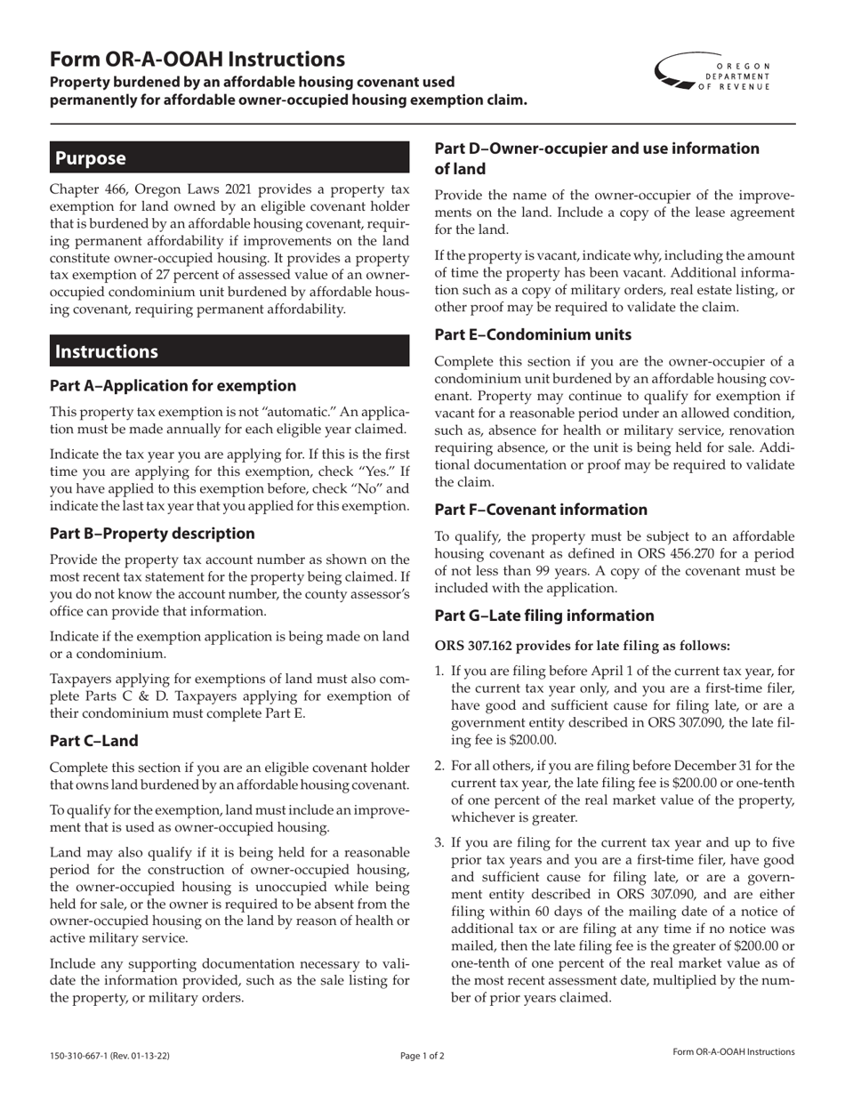 Download Instructions for Form ORAOOAH, 150310667 Application for