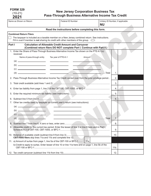 Form 329 2021 Printable Pdf