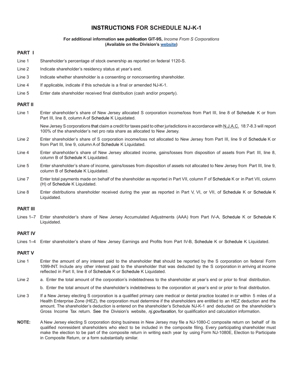 Form CBT-100S Schedule NJ-K-1 Shareholders Share of Income / Loss - New Jersey, Page 2