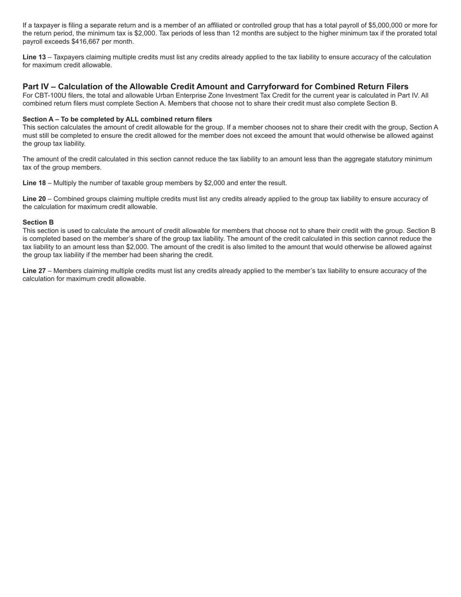 Form 301 Urban Enterprise Zone Investment Tax Credit - New Jersey, Page 4