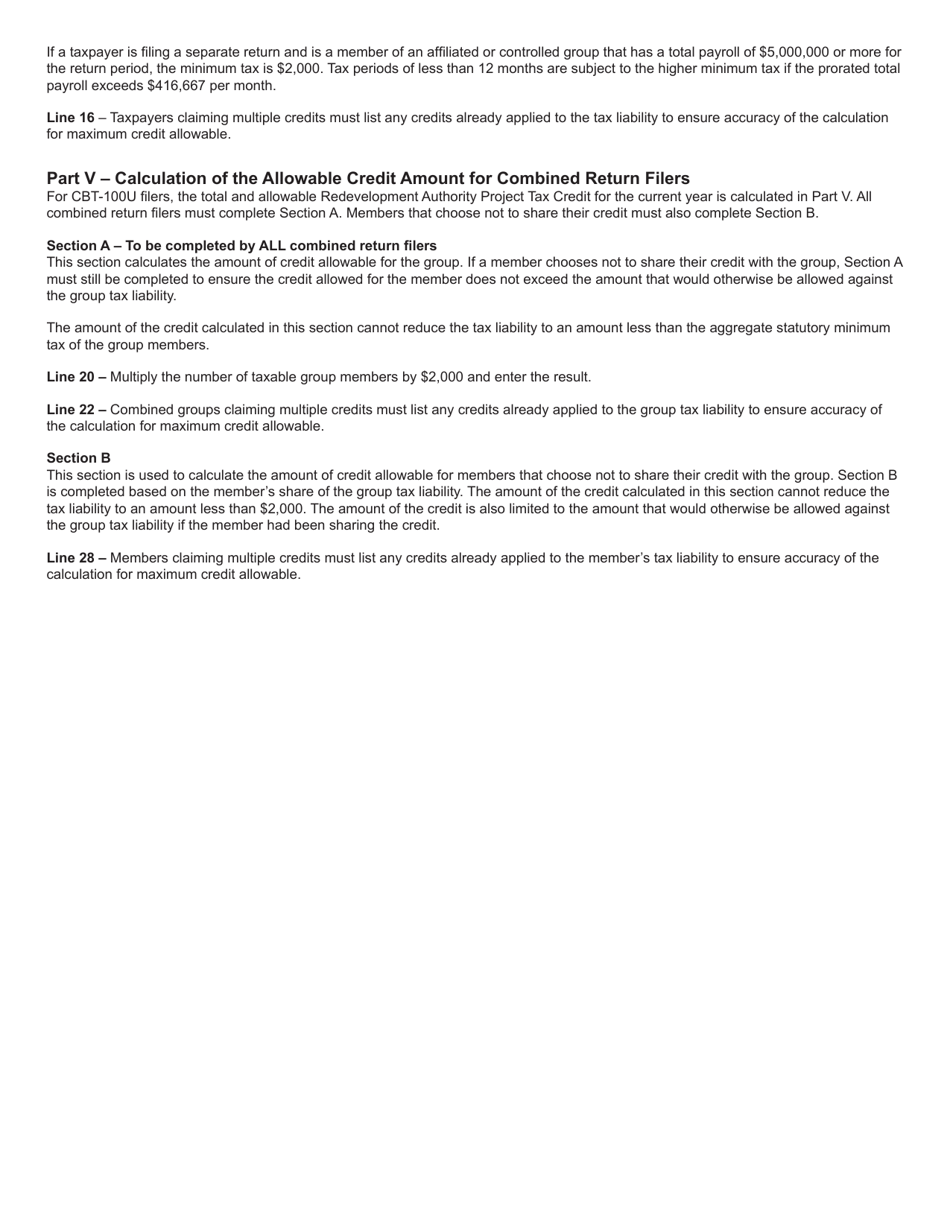 Form 302 Redevelopment Authority Project Tax Credit (Formerly the Urban Development Project Employees Tax Credit) - New Jersey, Page 5