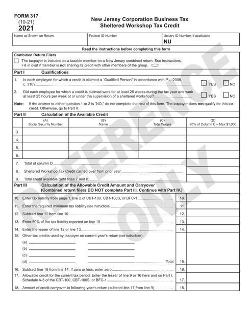 Form 317 2021 Printable Pdf