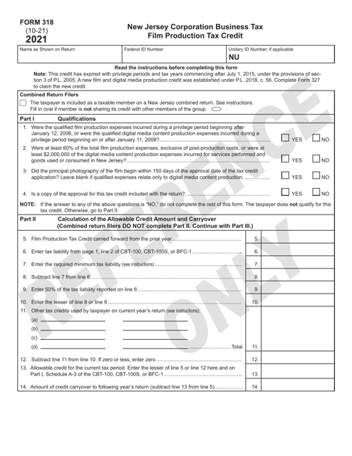 Form 318 2021 Printable Pdf