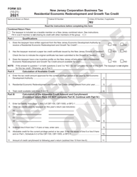 Form 323 Residential Economic Redevelopment and Growth Tax Credit - New Jersey