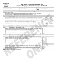 Form 324 Business Employment Incentive Program Tax Credit - New Jersey