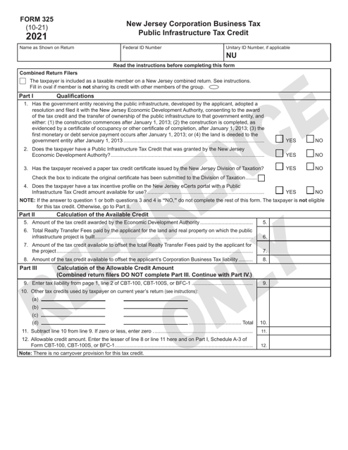 Form 325 2021 Printable Pdf