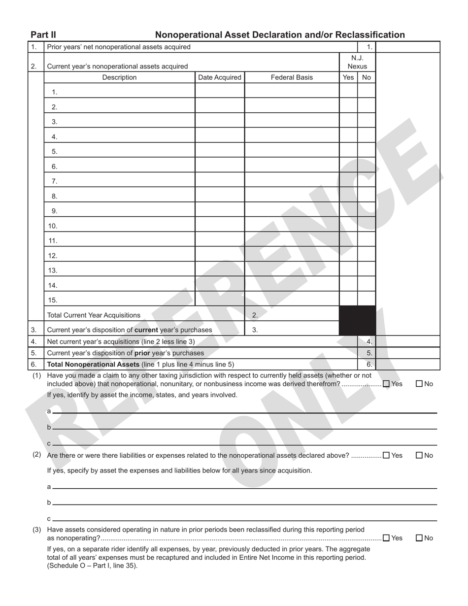 Schedule O Nonoperational Activity - New Jersey, Page 2