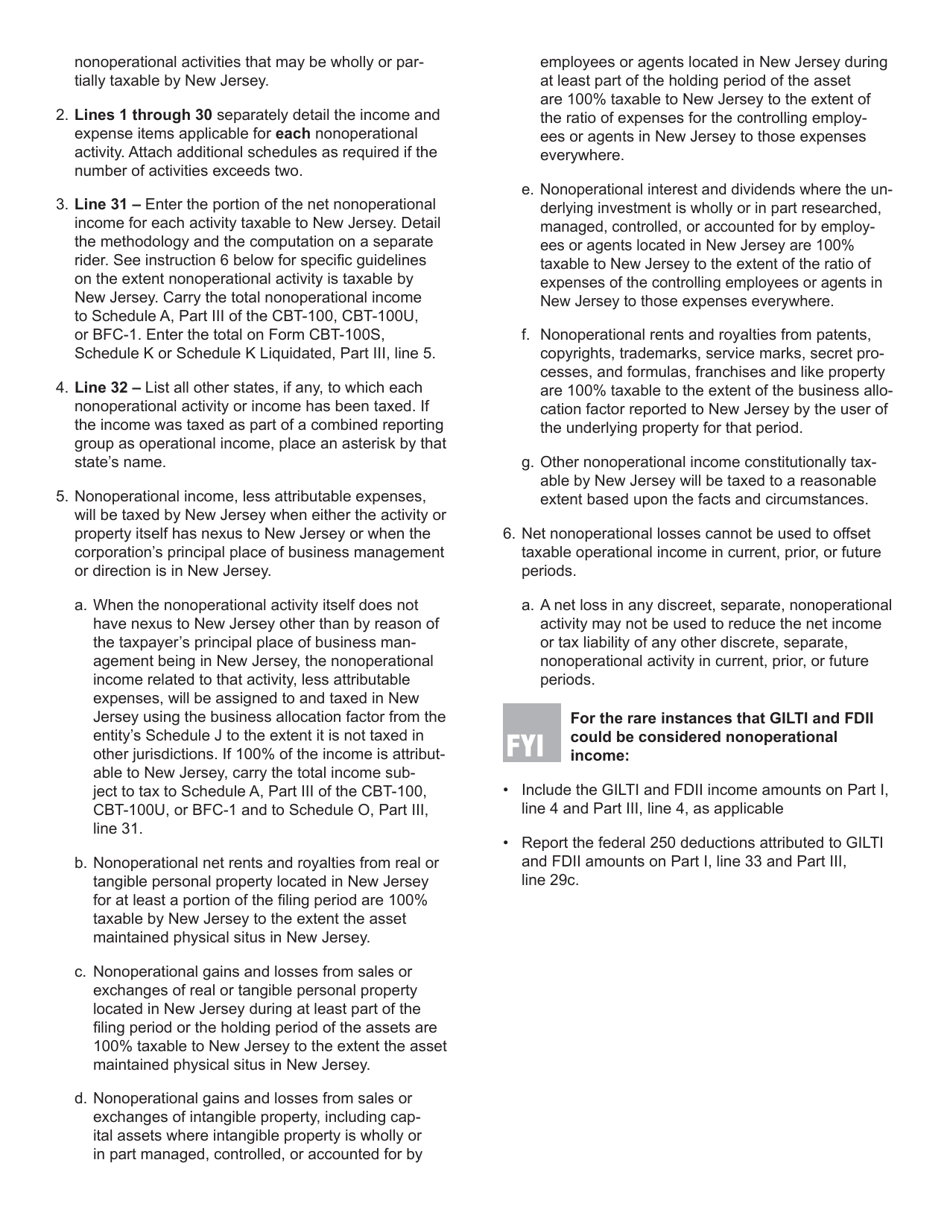 Schedule O Nonoperational Activity - New Jersey, Page 7