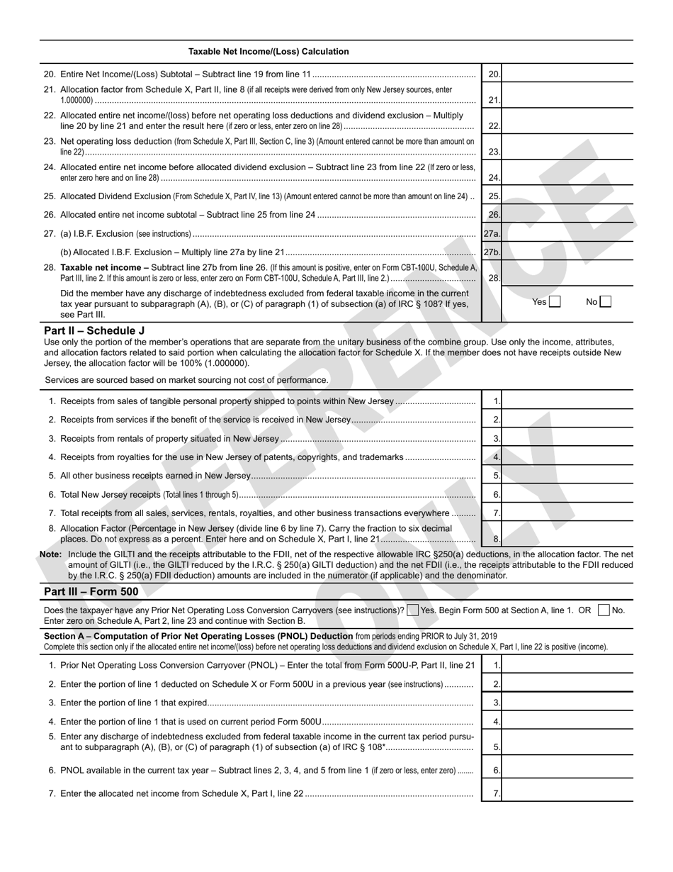 Form CBT-100U Schedule X Members Taxable Income From Sources Other Than the Unitary Business of the Combined Group - New Jersey, Page 2