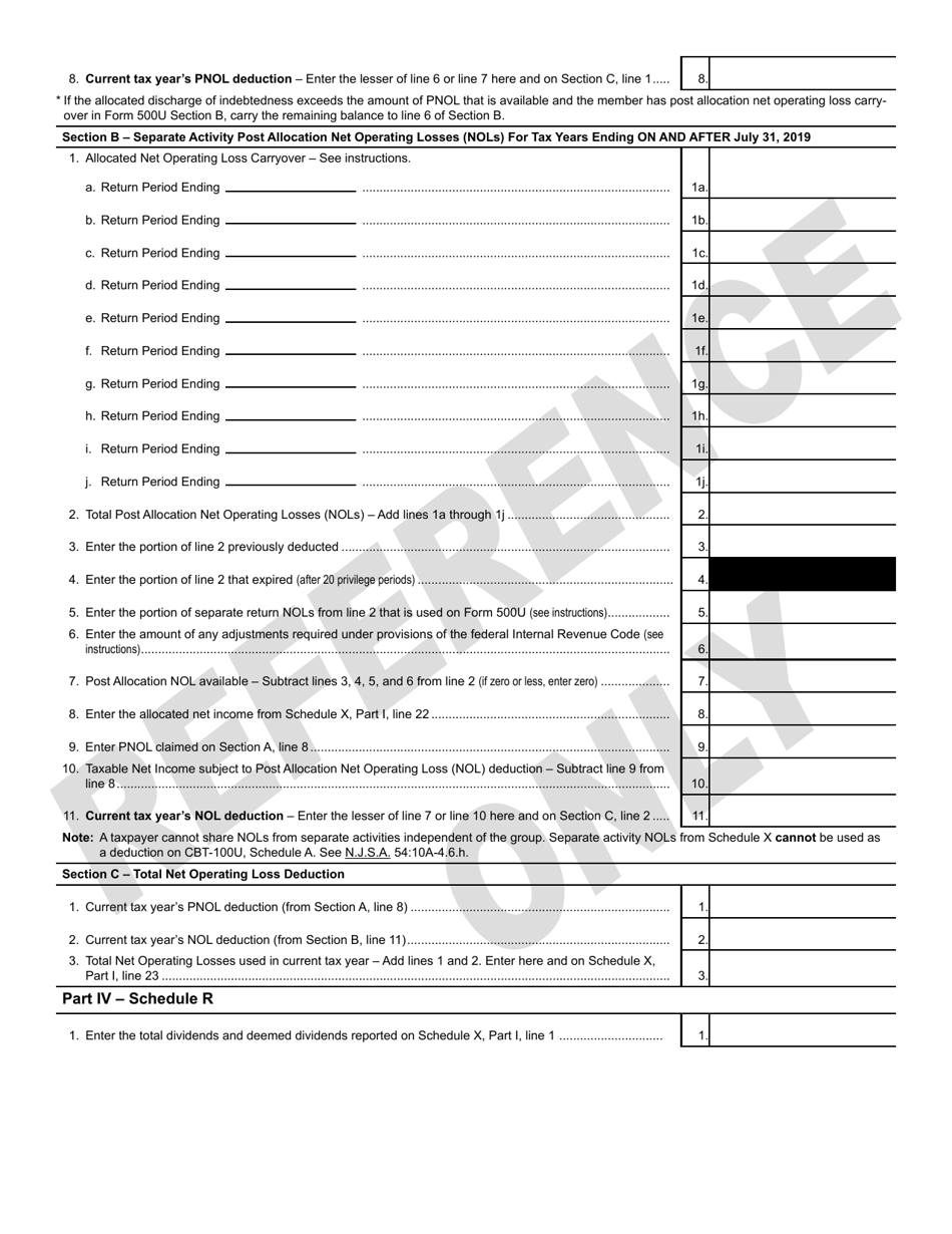 Form CBT-100U Schedule X - Fill Out, Sign Online and Download Printable ...