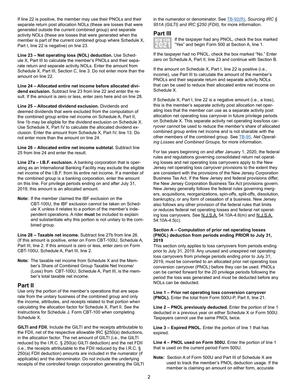 Form CBT-100U Schedule X Members Taxable Income From Sources Other Than the Unitary Business of the Combined Group - New Jersey, Page 6