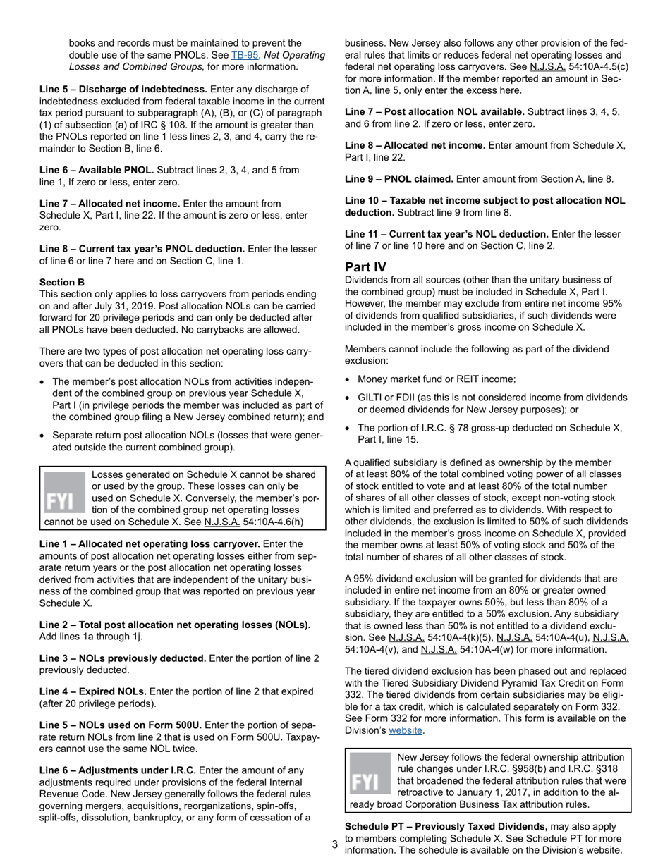 Form CBT-100U Schedule X Members Taxable Income From Sources Other Than the Unitary Business of the Combined Group - New Jersey, Page 7