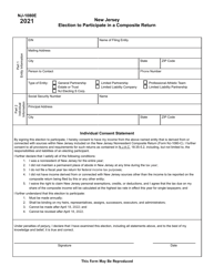 Form NJ-1080E Election to Participate in a Composite Return - New Jersey
