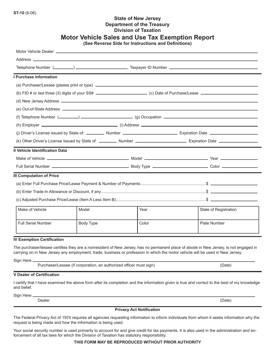 Form ST-10 - Fill Out, Sign Online and Download Fillable PDF, New ...