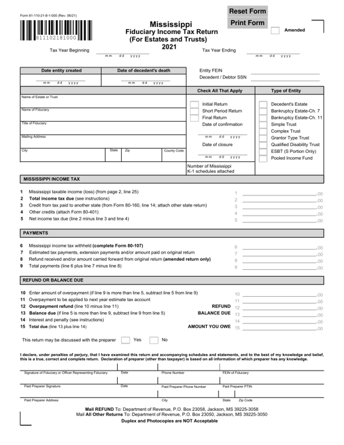 Form 81-110 2021 Printable Pdf