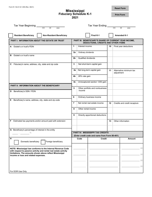 Form 81-132 Schedule K-1 2021 Printable Pdf