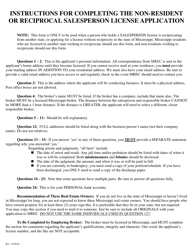 Document preview: Application for a Non-resident or Reciprocal Salesperson's License - Mississippi