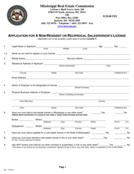 Application for a Non-resident or Reciprocal Salesperson&#039;s License - Mississippi, Page 3