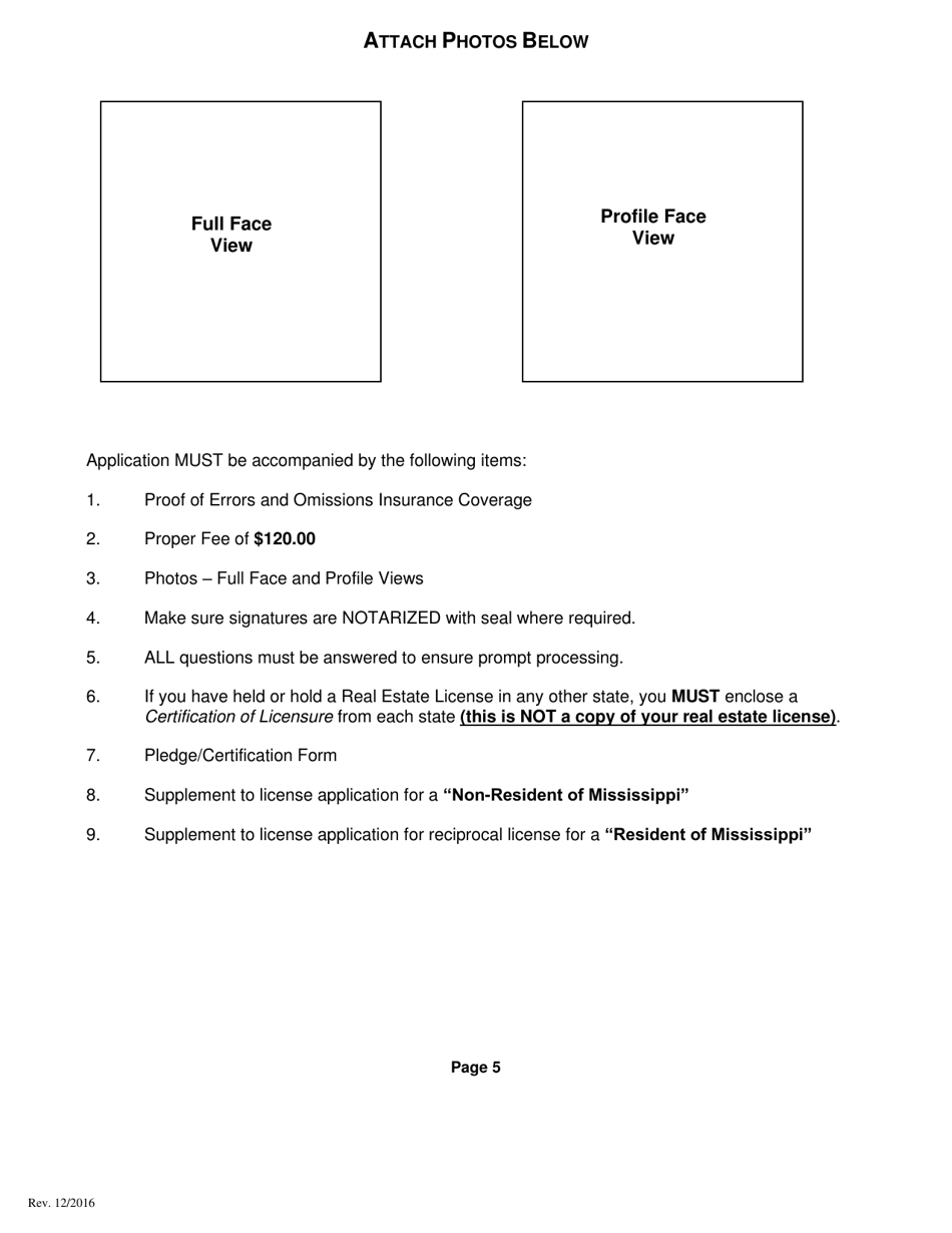 Mississippi Application for a Nonresident or Reciprocal Salesperson's