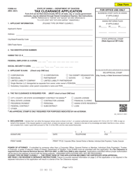 Form A-6 Tax Clearance Application - Hawaii