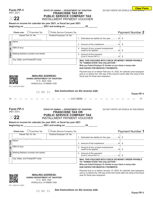Form FP-1 2022 Printable Pdf