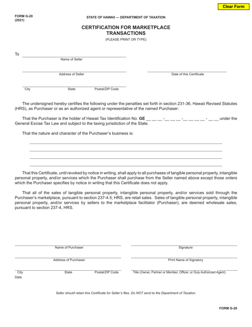 Form G-20  Printable Pdf