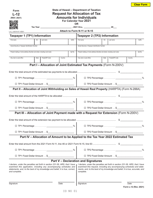 Form L-12 2021 Printable Pdf