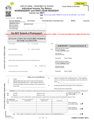 Form N-15 Individual Income Tax Return (Nonresidents and Part-Year Residents) - Hawaii