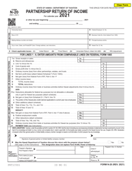 Document preview: Form N-20 Partnership Return of Income - Hawaii