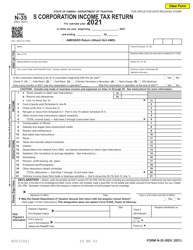 Document preview: Form N-35 S Corporation Income Tax Return - Hawaii