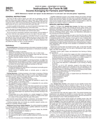 Document preview: Instructions for Form N-168 Income Averaging for Farmers and Fishermen - Hawaii