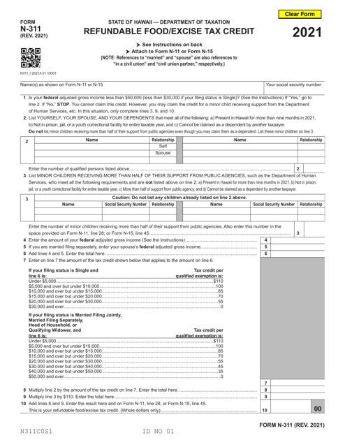 Form N-311 2021 Printable Pdf